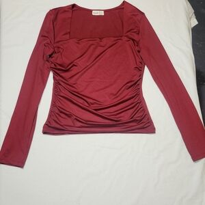 Elegant Burgundy Long Sleeve Top